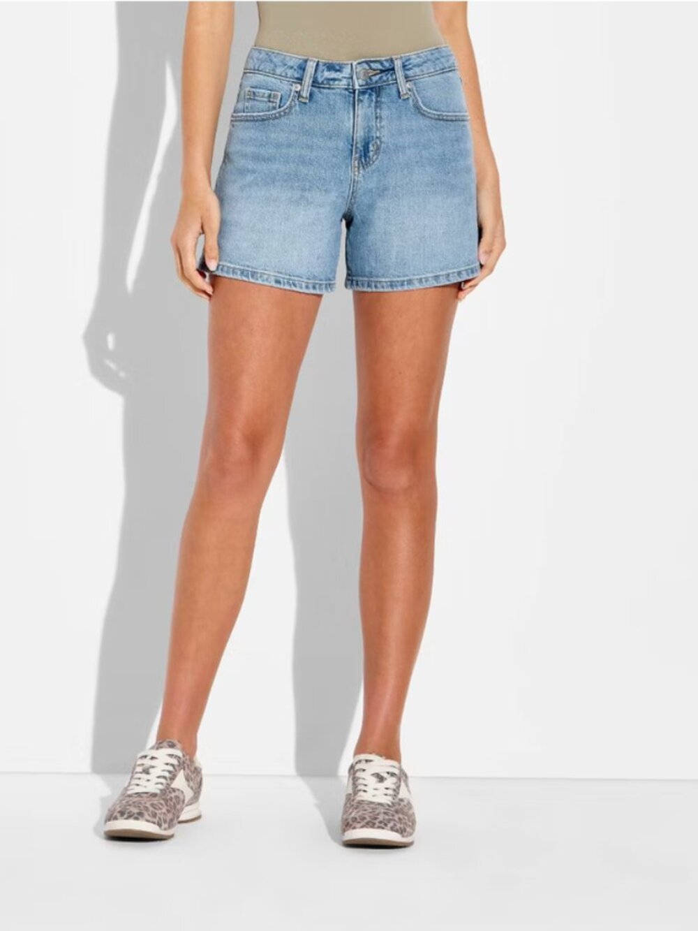 Women's Mid-Rise Midi Denim Shorts - Wild Fable Light Wash 10